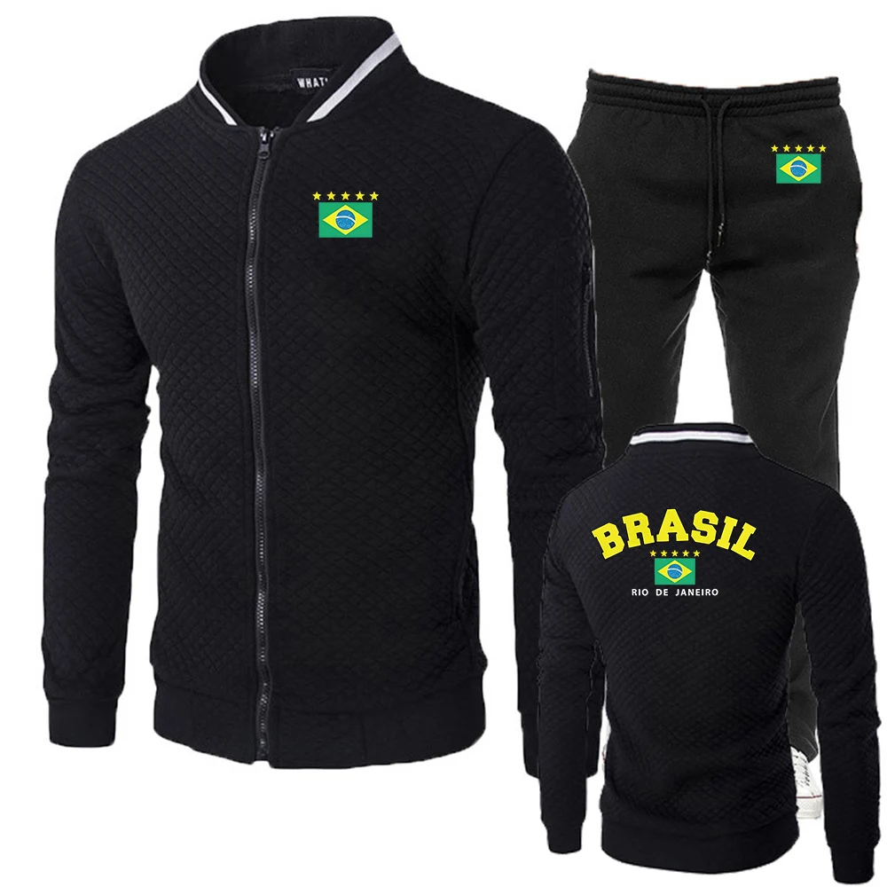 

Brazilian flag star logo The new men's slim-fit suits are suitable for sports and fitness activities in spring and autumn hoodie