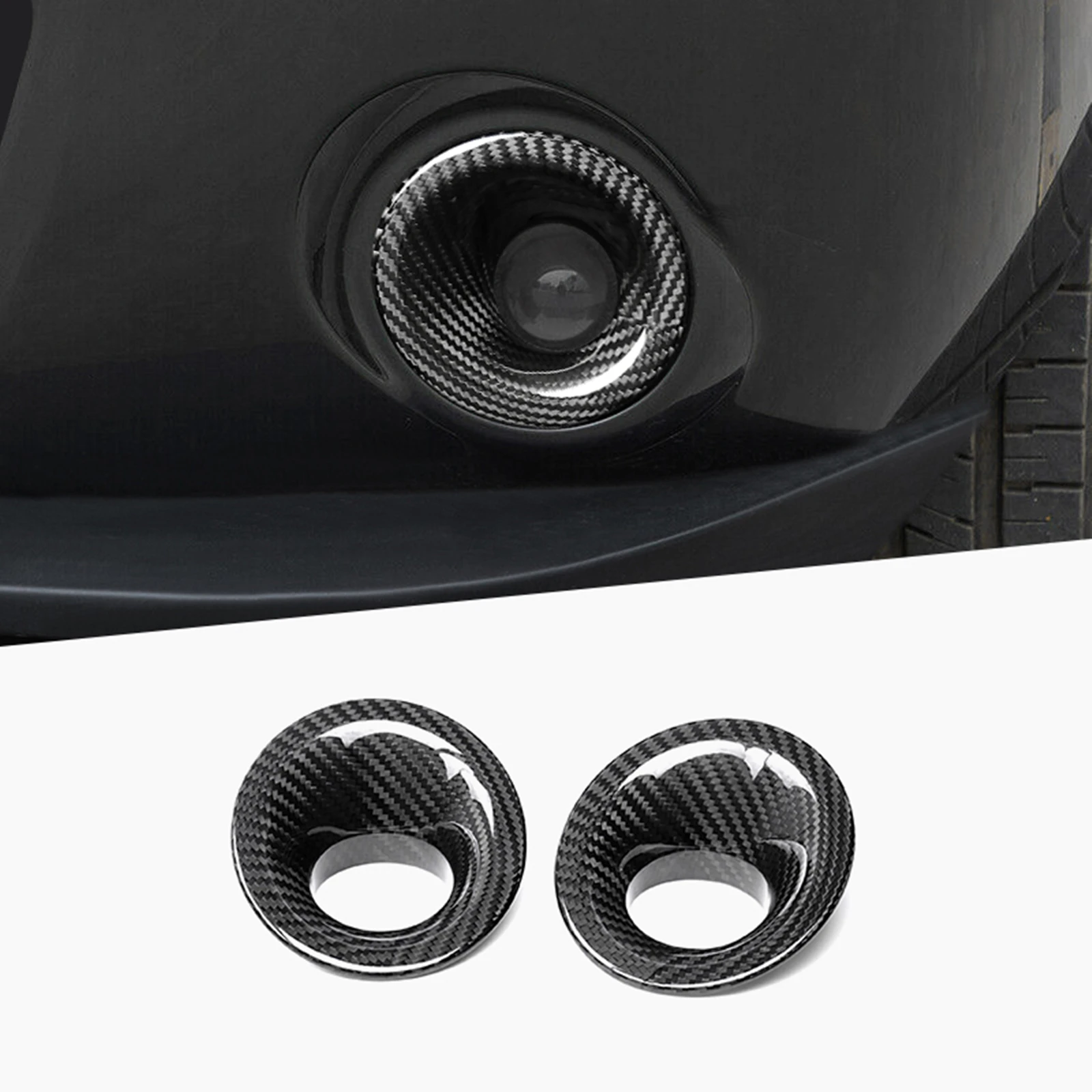 Pop For Dodge Challenger 2015-2023 Dry Carbon Fiber Front Fog Light Cover Trim Ring Lamp Foglight Foglamp Frame Decorative