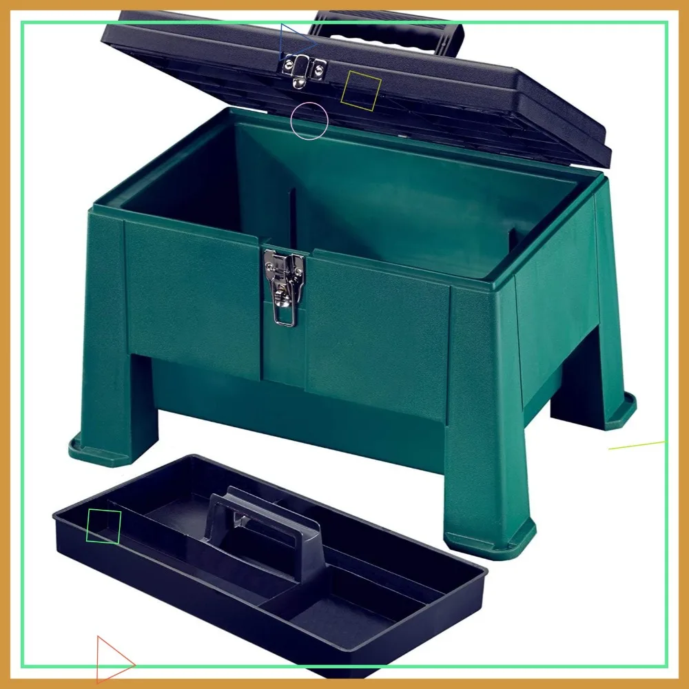 

Step N Store Step Stool Tool Box 20" Garden Green - Portable Storage & Seat