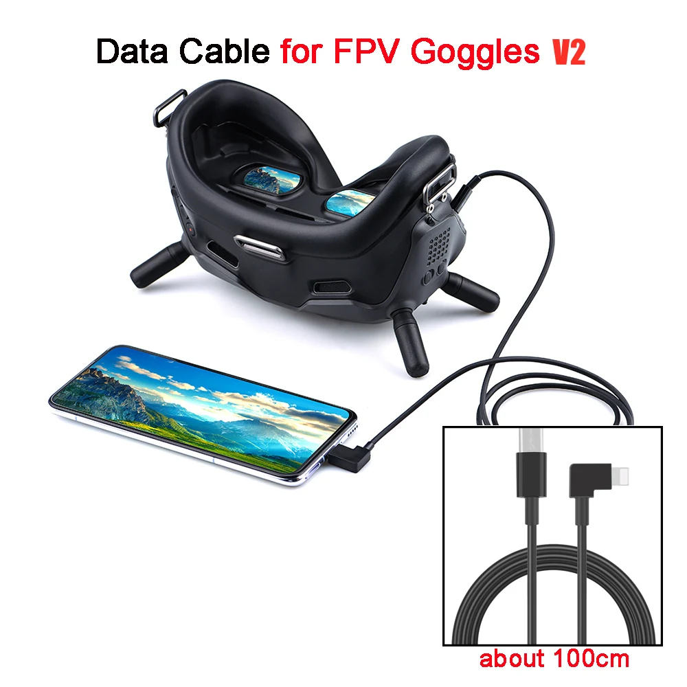

Кабель для передачи данных 100 см для DJI FPV Flight Goggles V2 Drone Glasses Phone Tablet Micro-USB Type-C