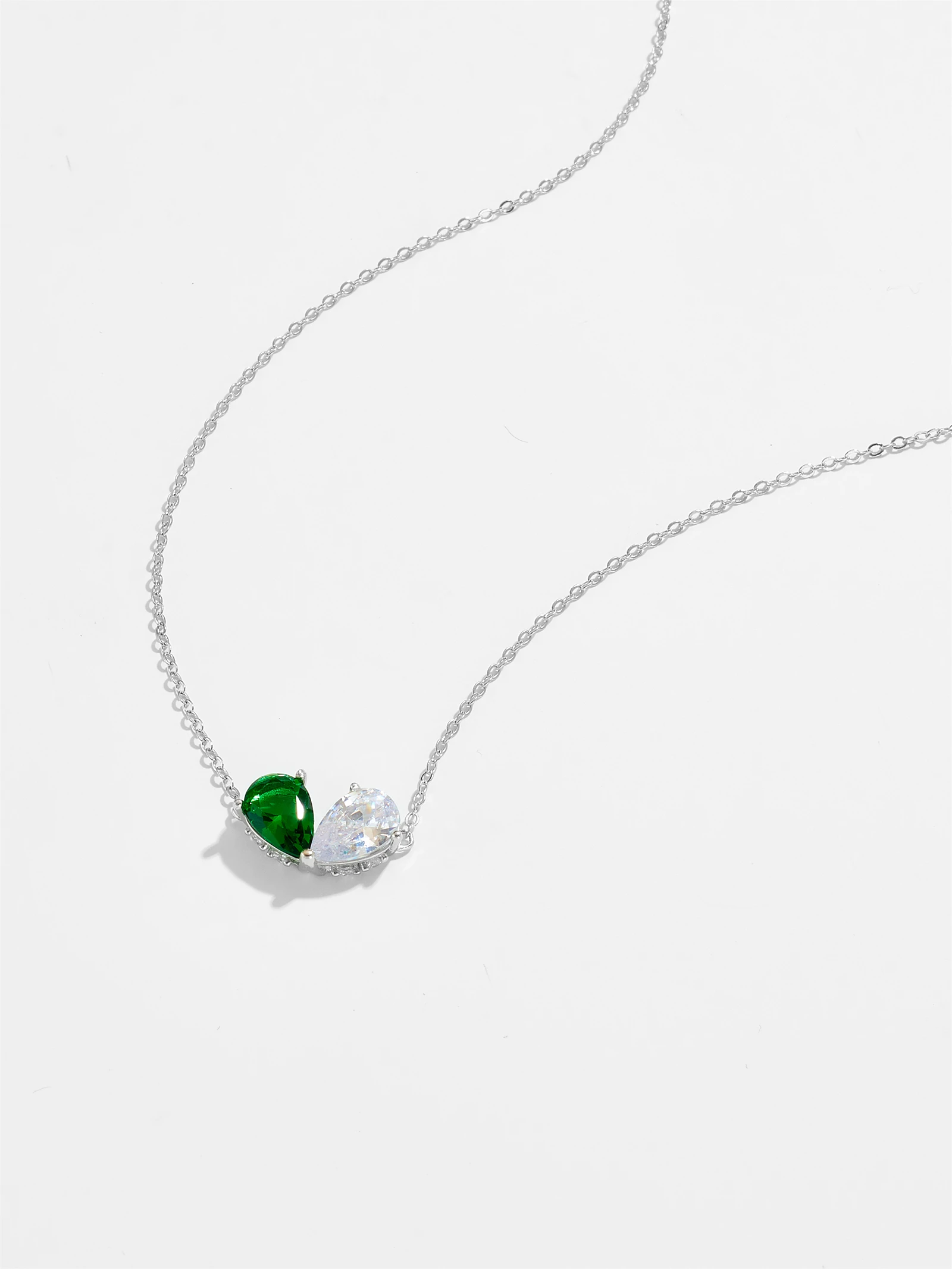 DPLAOPA 925 Sterling Silver Gold Green Zircon CZ Pear Pendant Long Chain Necklace 2024 Women Wedding Fine Jewelry 2024