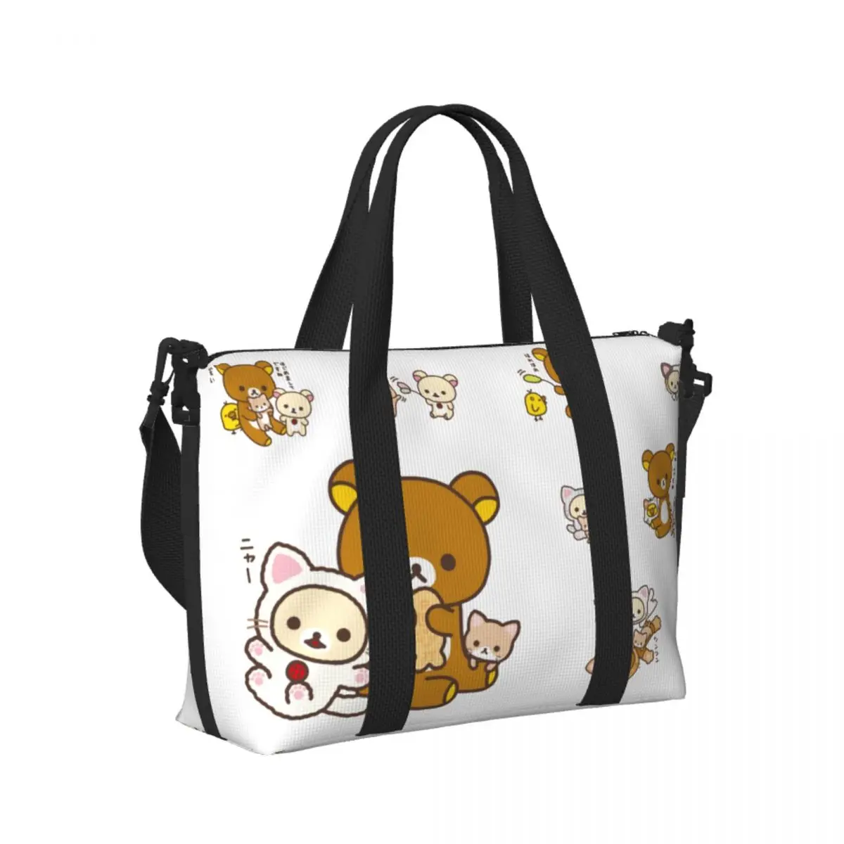 

Пляжная дорожная сумка Rilakkuma Sakura на заказ, большая вместительная сумка-тоут для тренажерного зала, йоги, женская дорожная сумка для покупок