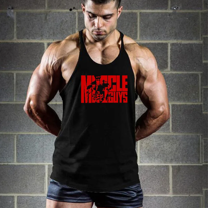 Mens Running Vests Summer Cotton Y-Back Gym Stringer Tank Tops Bodybuilding Sleeveless Shirt Muscle Workout Fitness Singlets