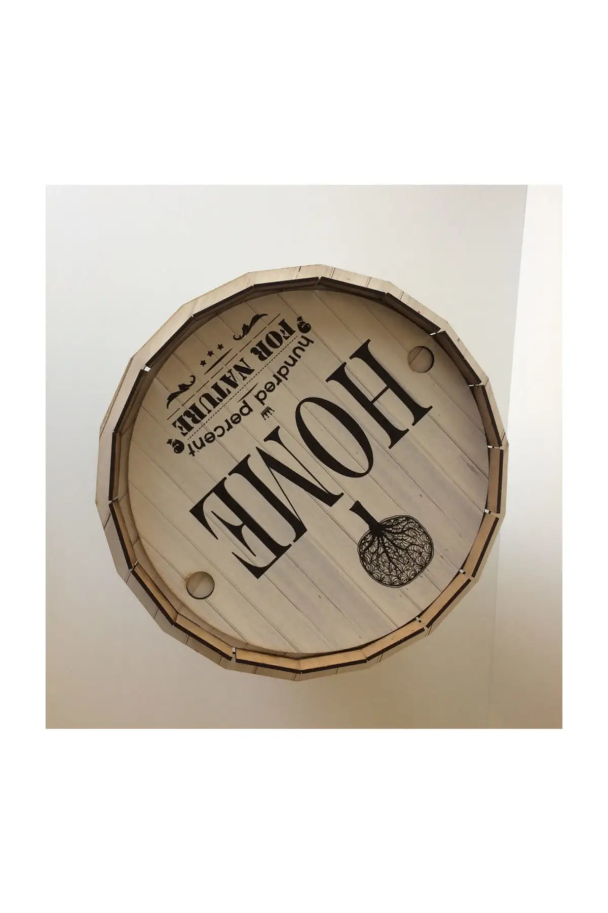 Mesa de centro de barril de madera,