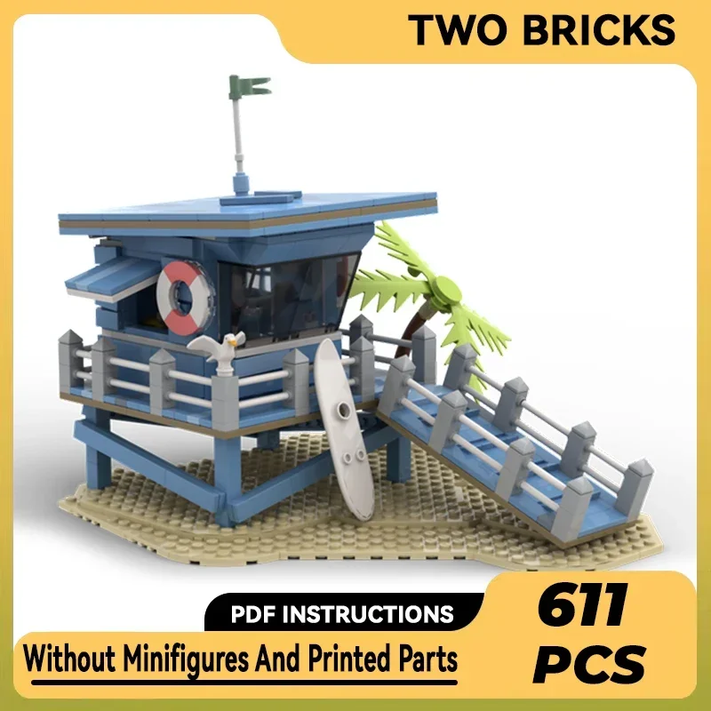 Technical Moc Bricks Street View Model Lifeguard Tower Modular Building Blocks Gifts Toys For Children DIY Sets Assembling