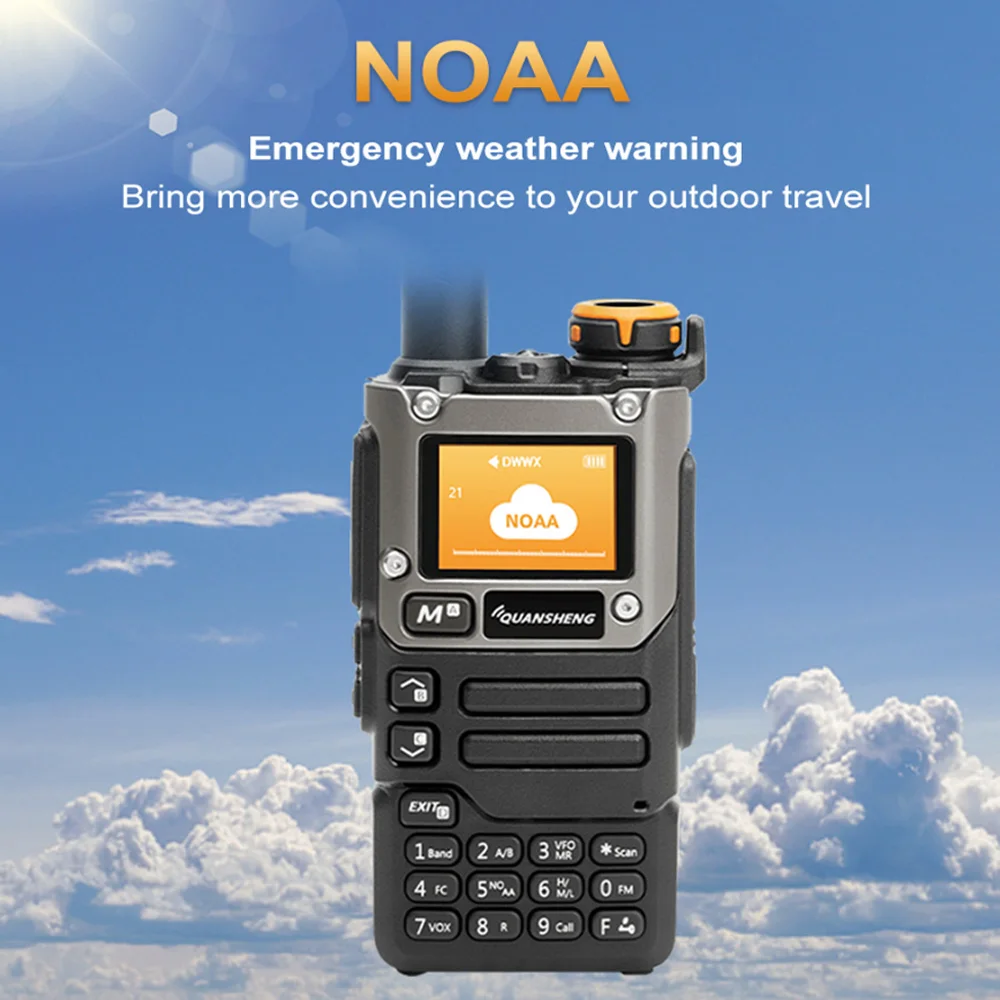 Anysecu QuanSheng UV-K6 UV-K5(8) Walkie Talkie 5W  UHF VHF Airband Radio 200 Channels NOAA Weather Alert Type C Charger