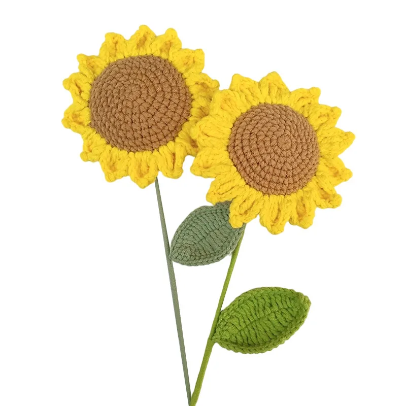 

Artificial Flowers Plants Knit Handmade knitted Sunflower Bouquet Artificial Flower 5 Branches