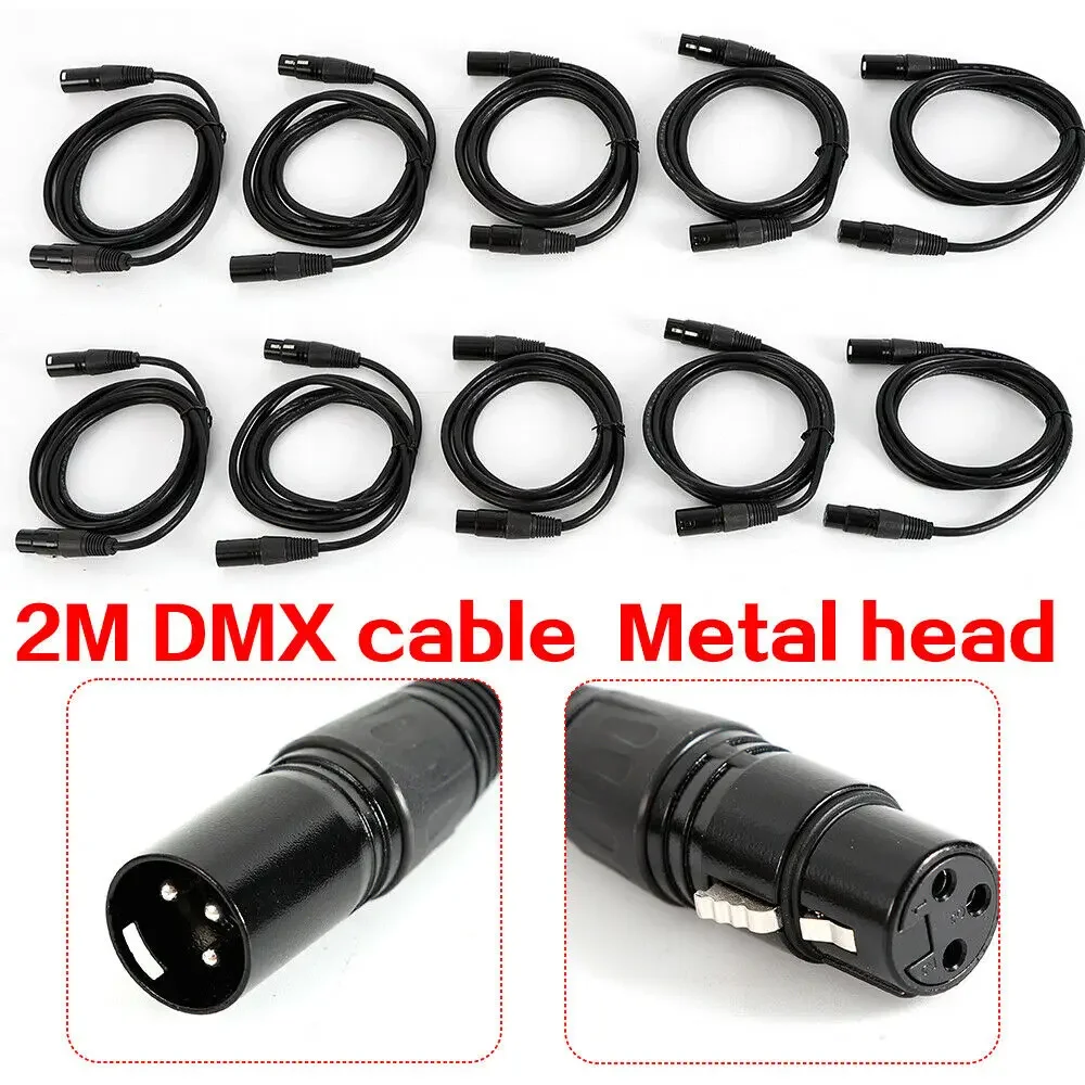 10 Stück 2 m DMX-Kabel, 3-poliger XLR-Draht für verschiedene Bühnenlicht-Moving-Head-Licht, verhindert Übertragungsstörungen digitales Audio