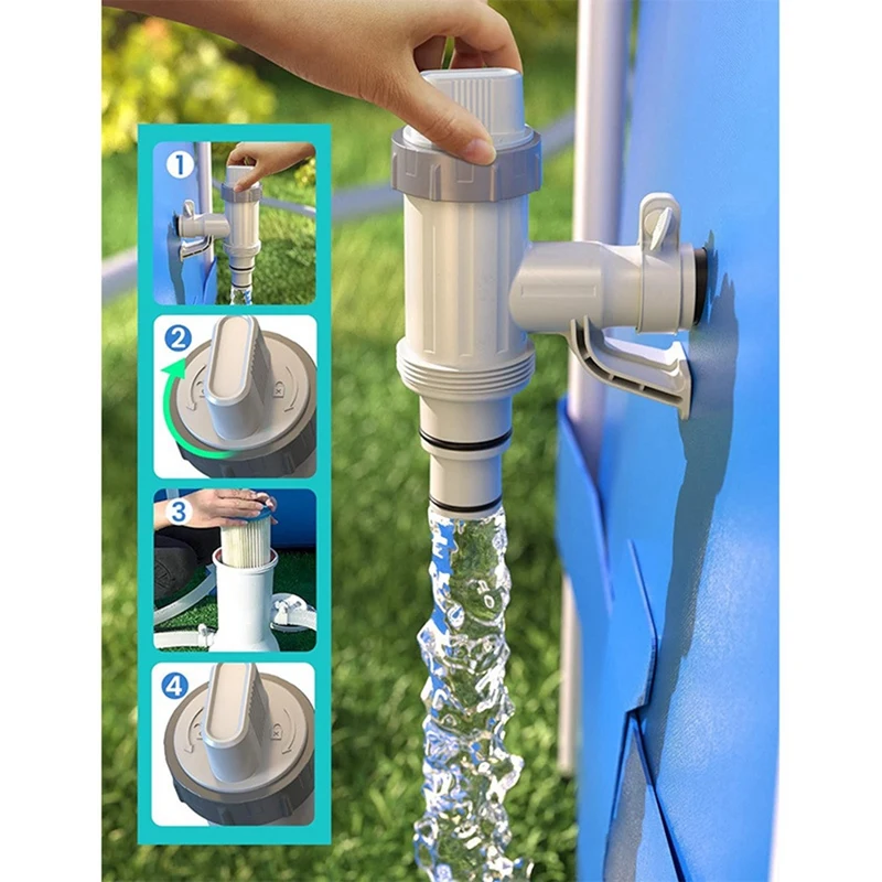 Adattatore per tubo per piscina, parti di ricambio per piscina Staffa per tubo per piscina e valvola a stantuffo per piscina fuori terra