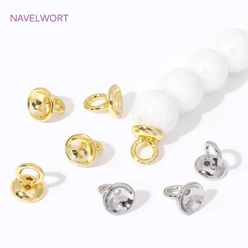 4.5/6MM 18K Gold Plated Brass Pearl Bracelet Ends Connector With Loop,Jewelry End Caps,For DIY Jewelry Making Accessories