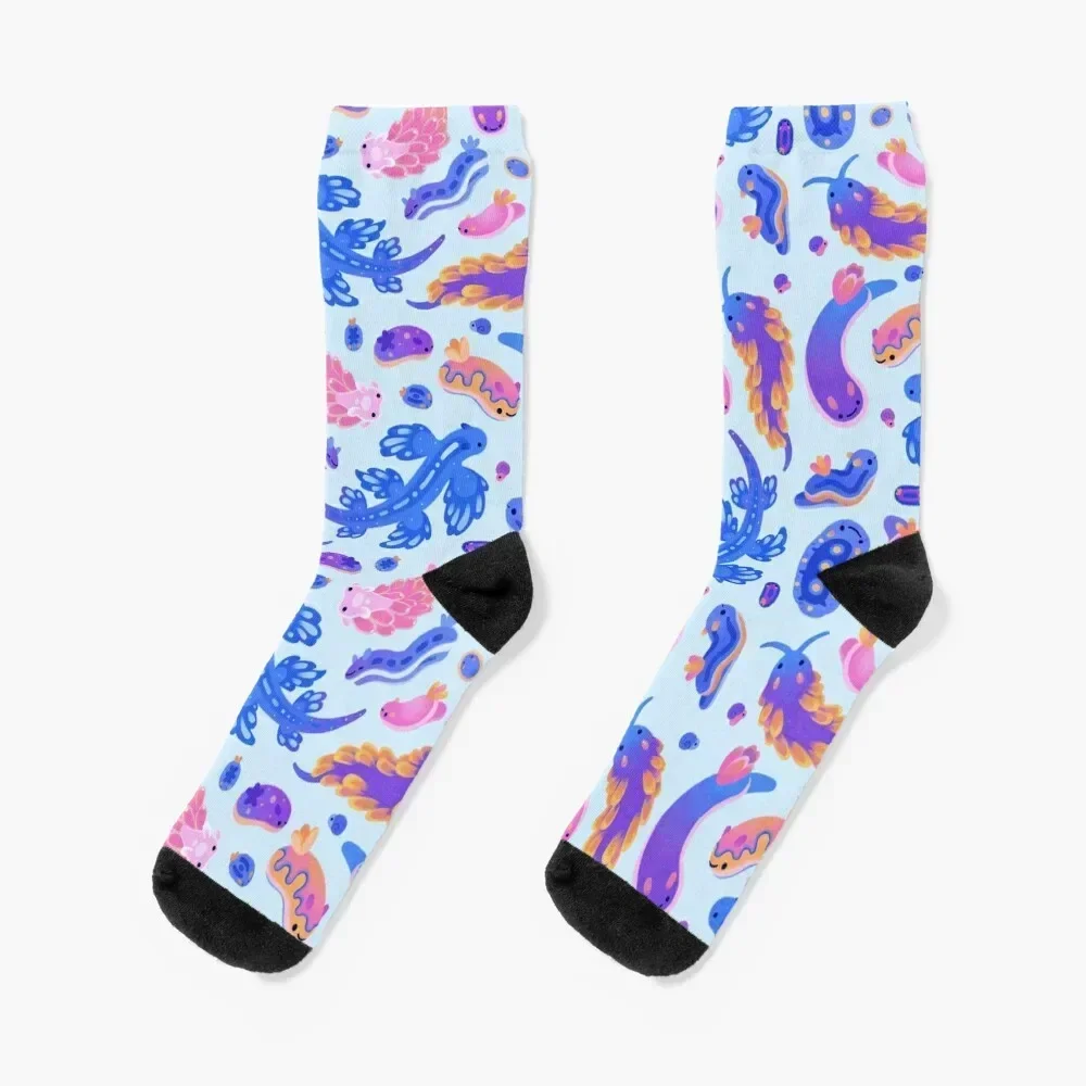 

Sea slug - pastel blue Socks Crossfit funny gift with print Socks Girl Men's