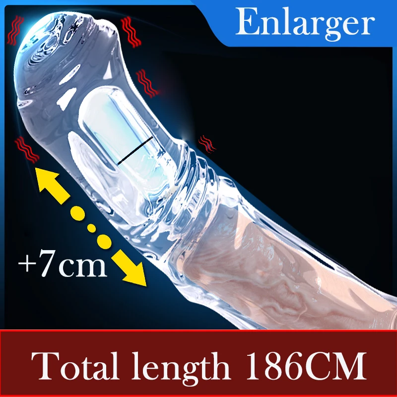 Vibrator Penis Enlargement Sleeve Penis Extender 7cm Dick Reusable Condom Delay Ejaculation Sex Toys For Men Sex Products