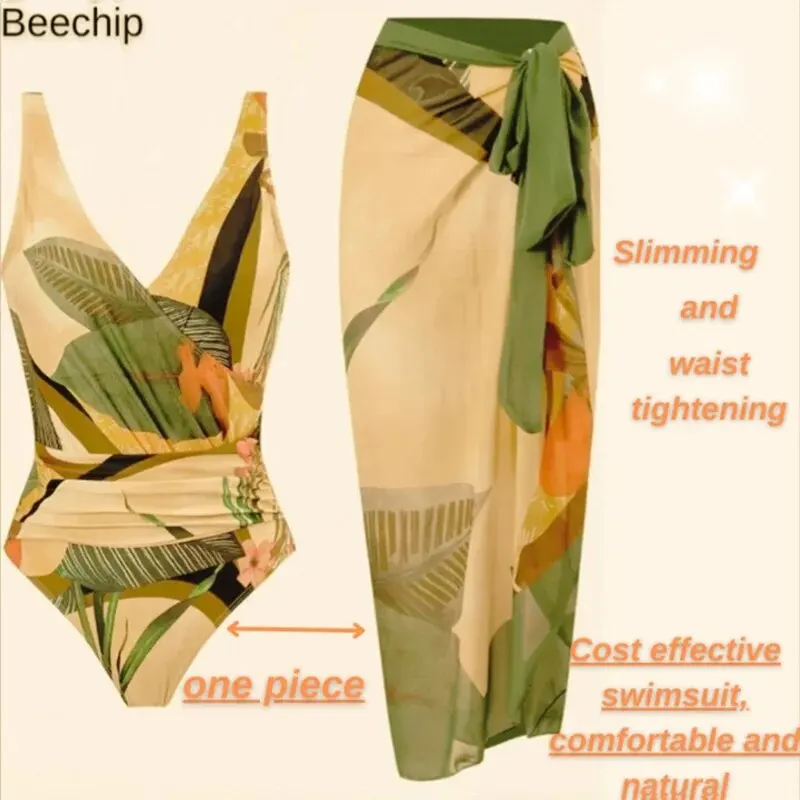 Falda de playa ajustada de vientre conservador de una pieza del sudeste asiático traje de baño de aguas termales Bikini Retro francés