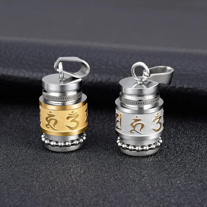 Urns Ashes Pendant Caskets Memorial Souvenirs Necklace Buddhism Six Words Rotatable Om Mane Padme Hum Gift for Funeral Caskets