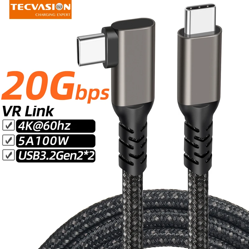 USB3.2 Gen2 Thunderbolt 3 Data Cable PD 100W 5A 20Gbps 4K@60HZ Fast Charging USB Type C to C Cable For Macbook Pro VR Link 2/3m