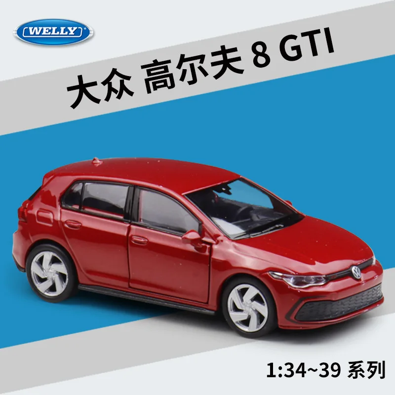 WELLY 1:36 Volkswagen Golf 8 GTI Mini Simulation Alloy Toy Car Model Return Function Car Ornament Car Culture Gift