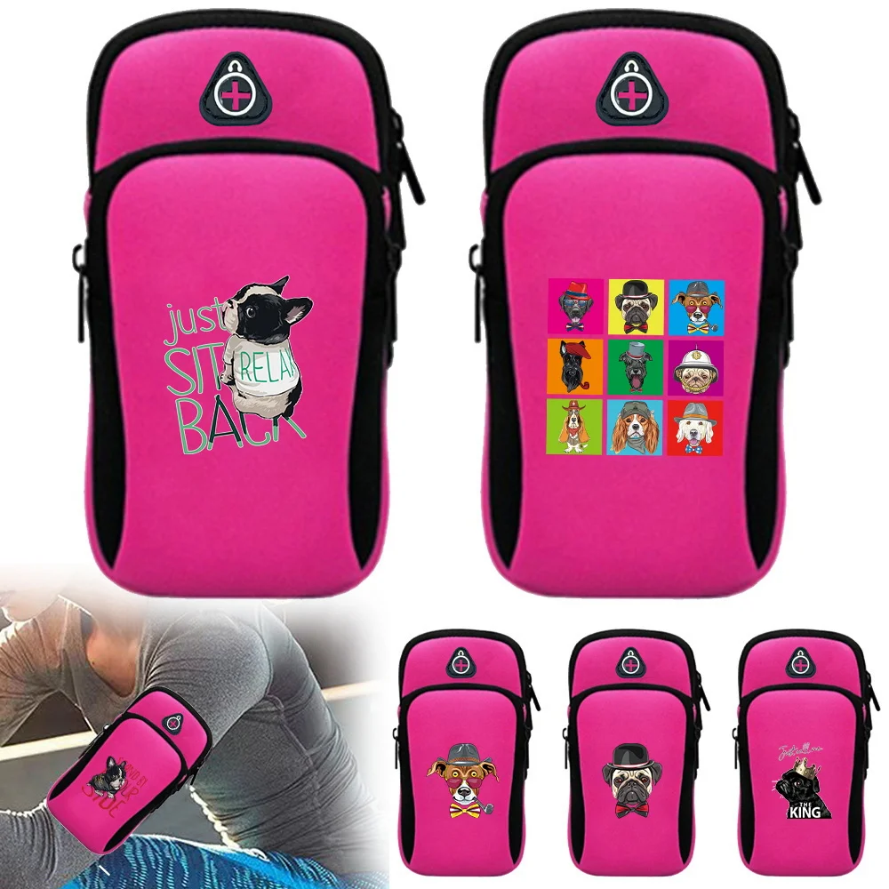 Fashion Sports Running Bag Dog Pattern Sundries Storage Bag Portable Adjustable Zipper Arm Band Bags Cycling Gym Phone Bags