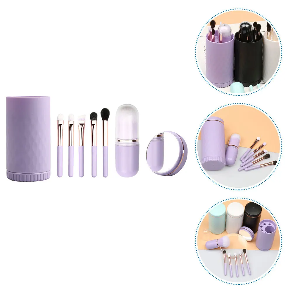 

1Set Makeup Brush Set Professional Brushes with Mirror Portable Travel Makeup Tool for Face Blush Eyeshadow Powder
