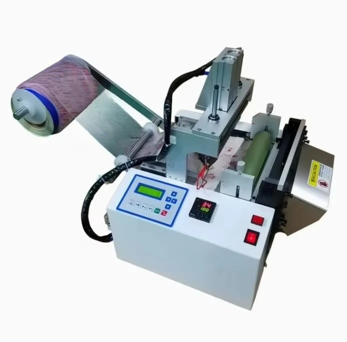 قاطع الحزام الكهربائي الأوتوماتيكي، شريط ملون من النايلون، شفرة ناقل ساخنة/باردة، تقنية قطع البلاستيك/الرقائق المعدنية #2