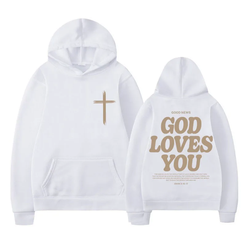 Funny Christian Living Proof of A Loving God Graphic Printed Hoodie Men's Jesus Bible Verse Vintage Sweatshirts Fashion Pullover