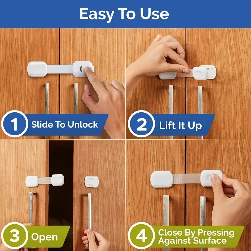 Child Safety Belt Lock with No Punching Function Suitable for Cabinets Drawers Bathrooms Refrigerators and Baby Locks