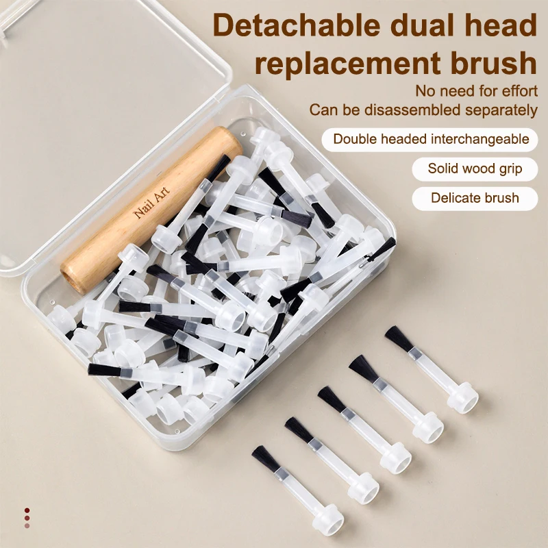 20/50Pcs Nail Brush Polish Brushes Replacement Head Brush Dip Disposable Acrylic Powder Heads Liquid Applicators Manicure Set