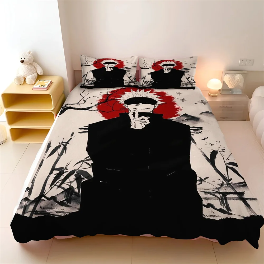 Jujutsu Kaisen Satoru Gojo Bettwäsche-Set 3D Anime Satoru Gojo Weihnachtsgeschenk King Twin Double Kind Bettbezug-Set