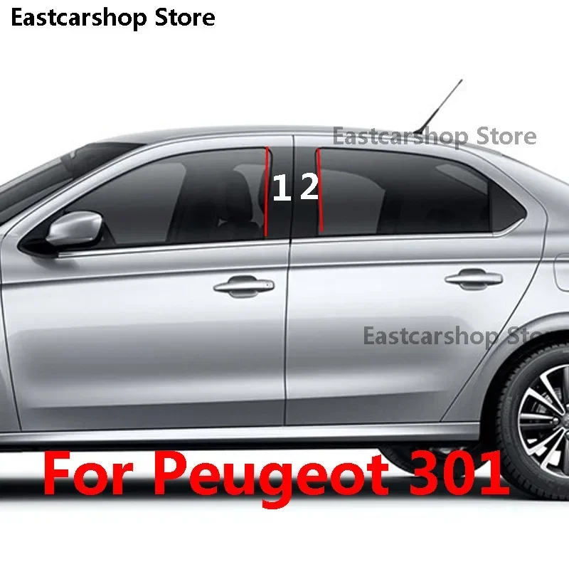 

For Peugeot 301 Car Middle Column PC Window Trims Decoration B C Pillar Black Carbon Fiber Strip Sticker 2012-2019 Accessories