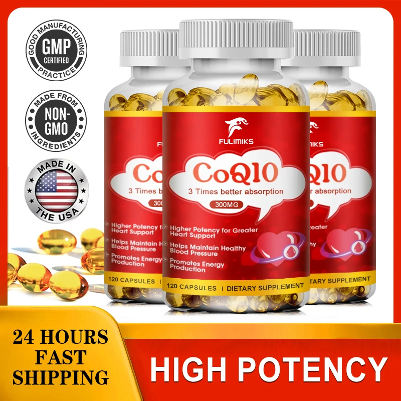 COQ10 Coenzyme Q10 Vegetarian Gluten Free Promotes Cardiovascular Health Heart Health Provides Energy Ultra High Absorption
