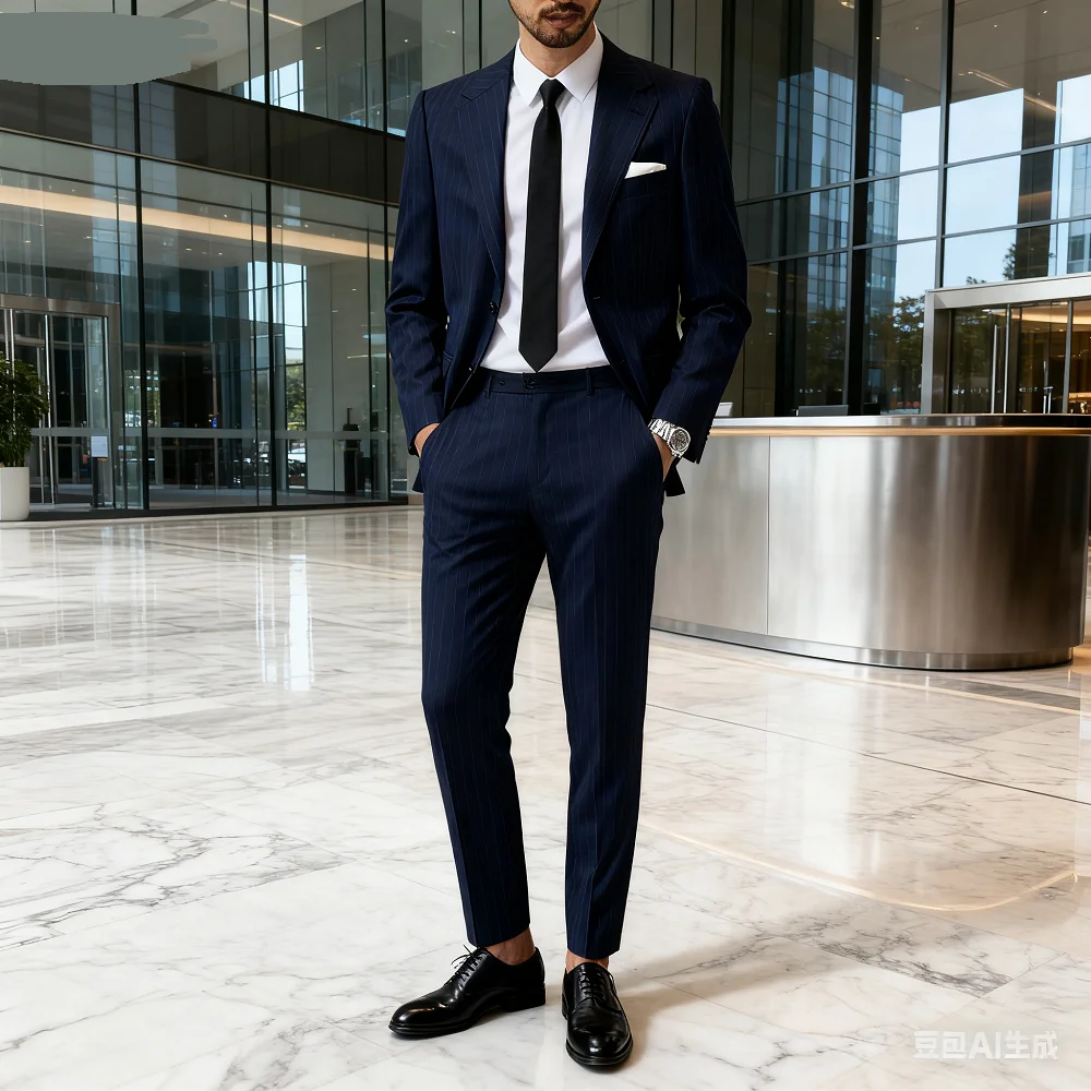 

Men's Grey Unique Striped Tuxedo Notch Lapel Blazer 2-Piece Suit Wedding Ceremony Graduation Dance Party Festive Wear