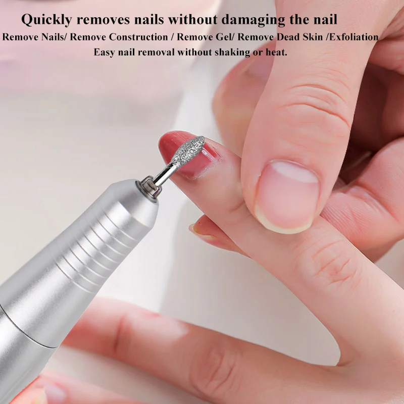 New 45000RPM Professional Electric Nail Drill Machine Rechargeable Nail Polishing File Low Noise Polisher Manicure Accessories