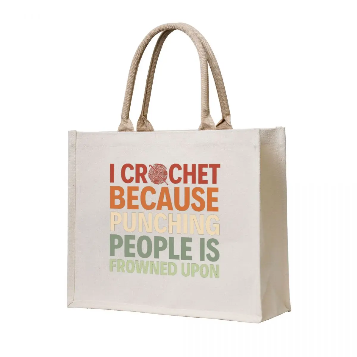 

I Crochet Because Punching People Is Frowned Upon Tote Bag Big bag supermarket folding bag free delivery bags