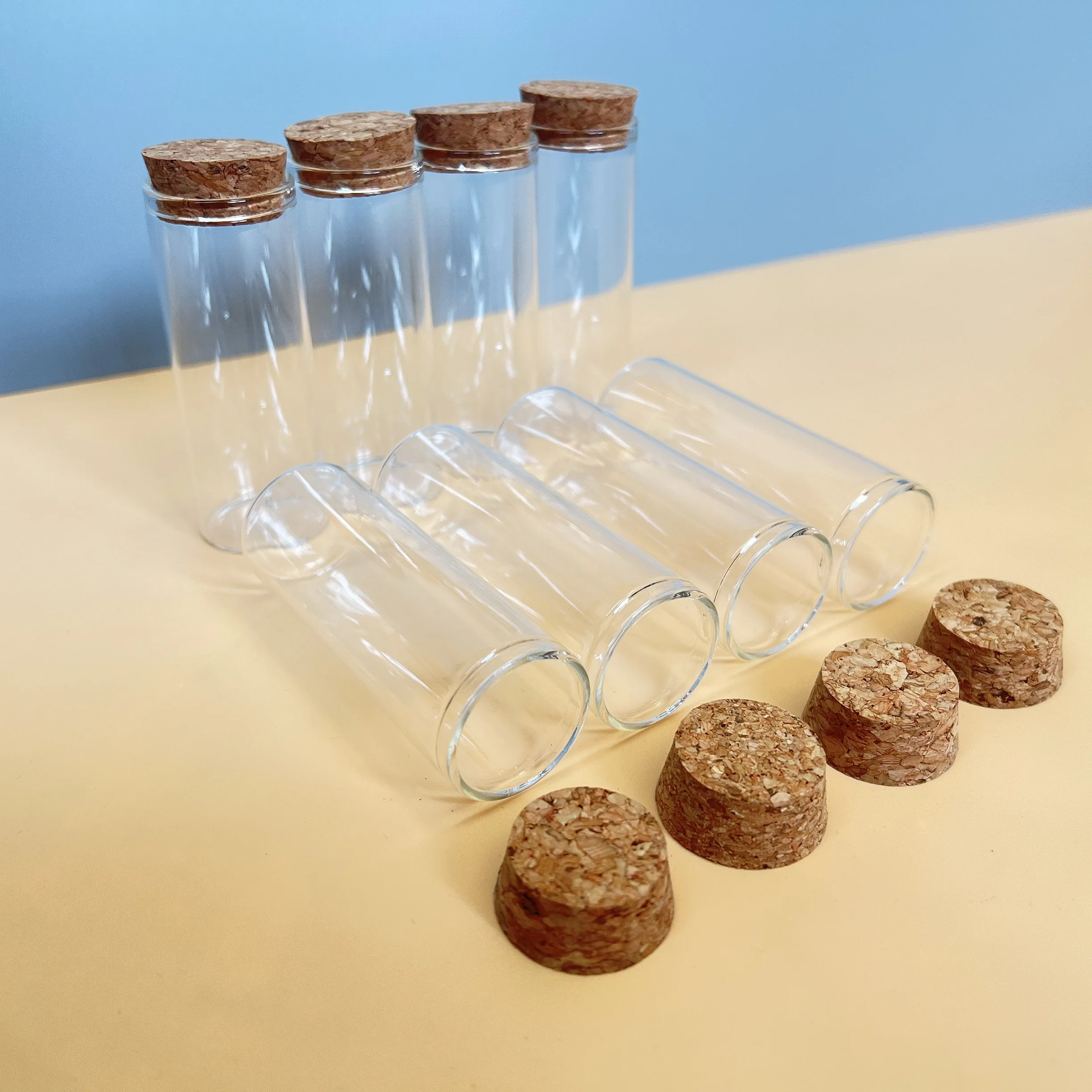 10/15/56 pcs 40ml Corked Glass Bottles Little Jars  Kitchen Spice Storage Wedding Dragee Favors Wish Messages DIY Crafts