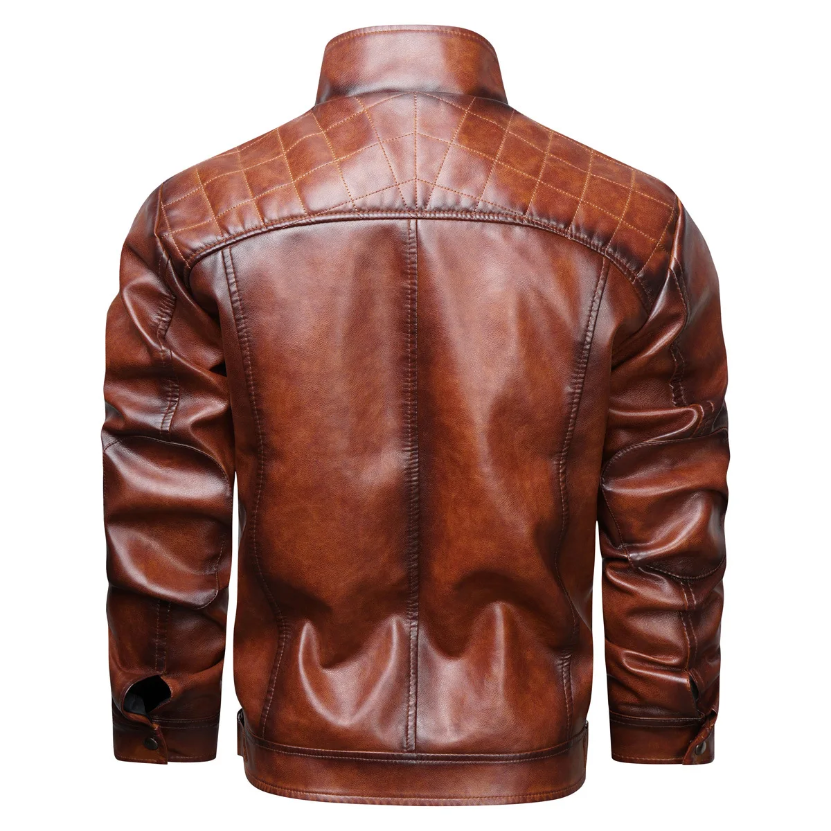 Men's European and American Style Personality Trend Multi-pocket PU Leather Jacket Trendy Large Size Men