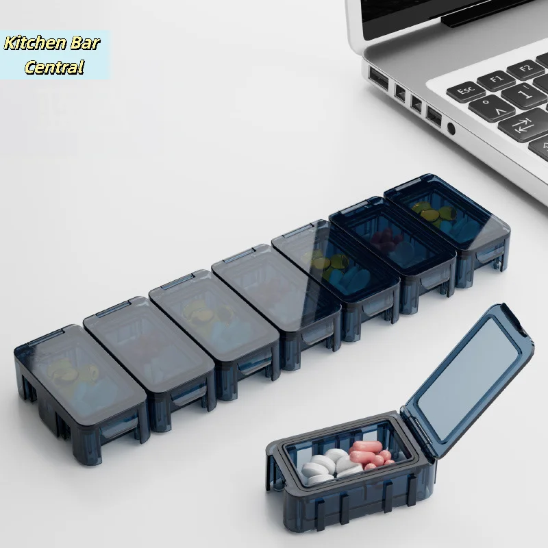 【7 Days A Week 7Compartments Pill Box Multifunctional Removable Random Combination Sealed Pill Organizer】