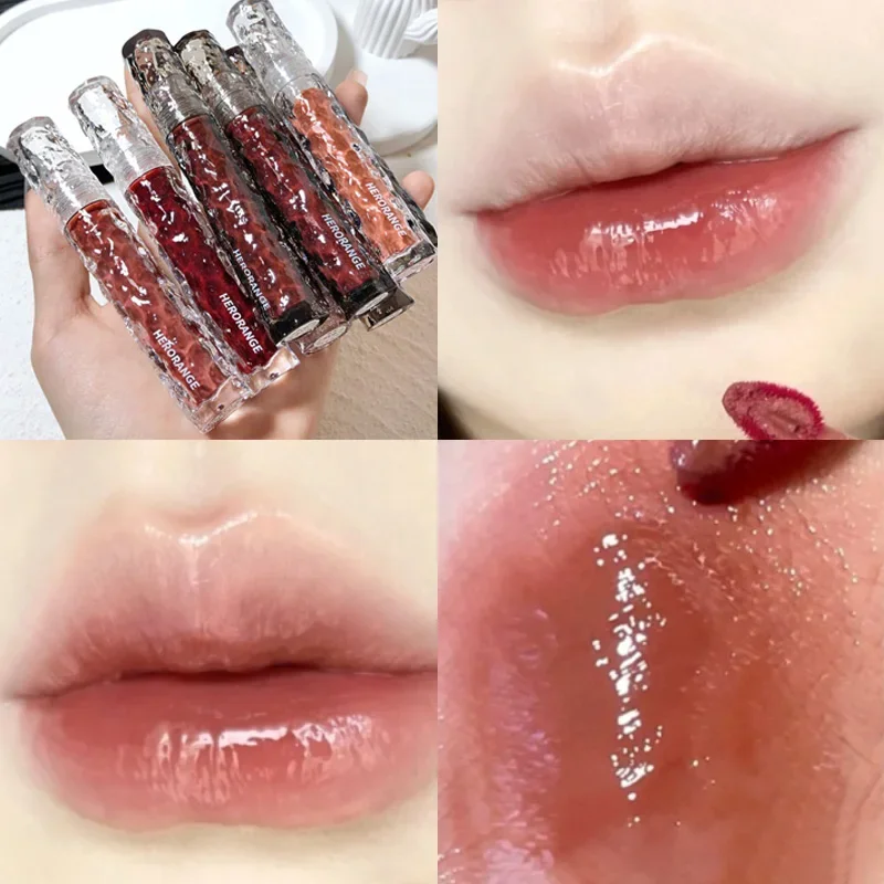 8 Color Moisturizing Mirror Lip Glaze Long Lasting Lip Gloss Black Tea Brown Liquid Lipstick Lip Oil Care Makeup Korean Cosmetic