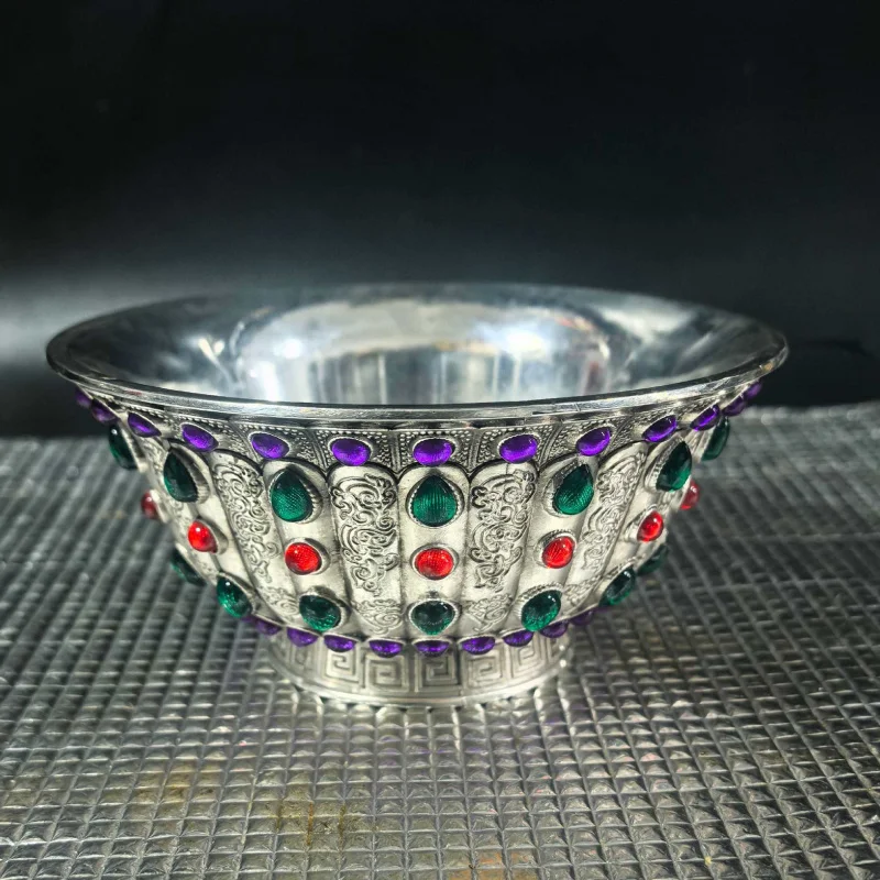 

Copper Gemstone Bowl, Treasure Basin Ornament, Home Decoration Creative Gift Craft, Live Streaming Supply