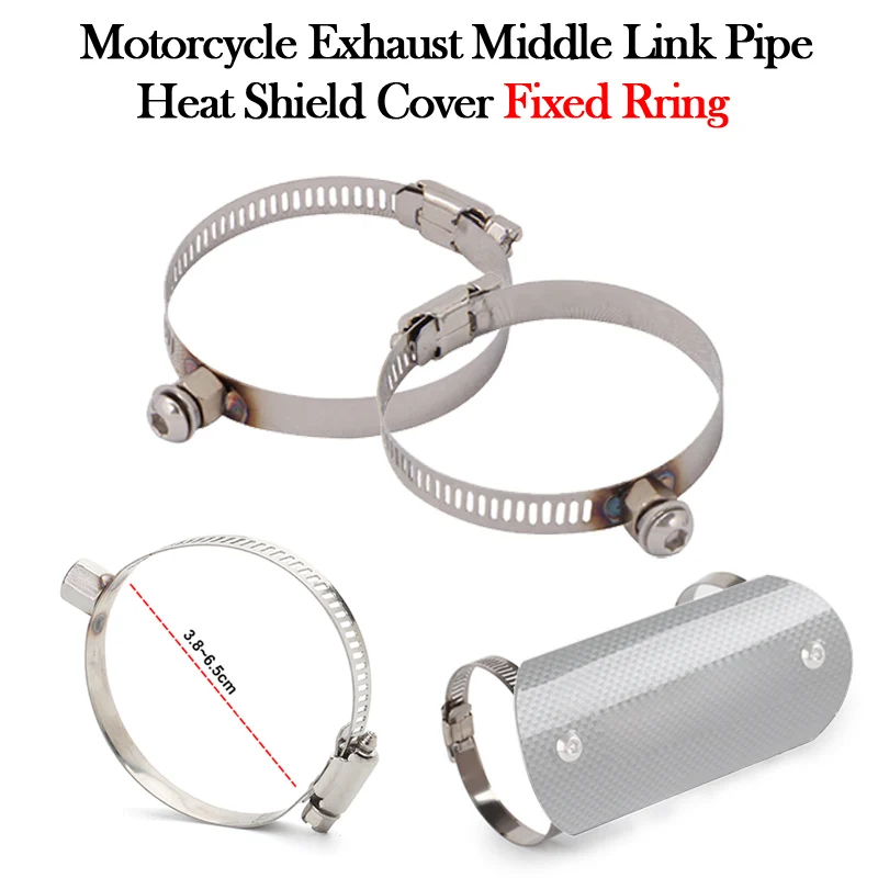 2 PCS Motorcycle Exhaust Middle Link Pipe Heat Shield Cover 302S Clamps Retainer Fixed Rring Heat Insulation Anti-Scald Muffler