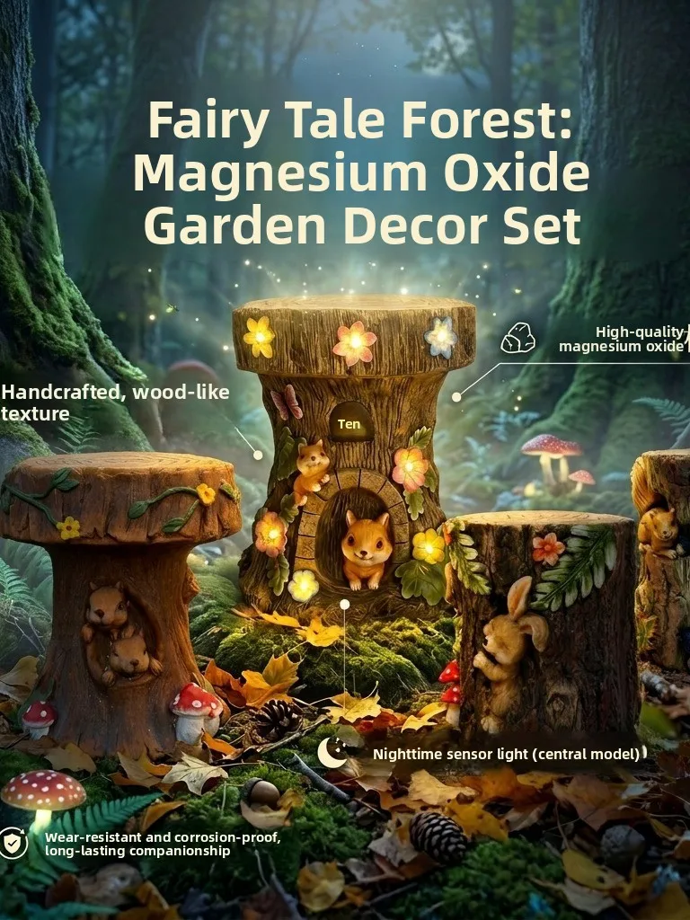 Fantasy World Garden Courtyard Magnesium Oxide Decorative Bench Outdoor Landscape Decorations French Country Style Handmade