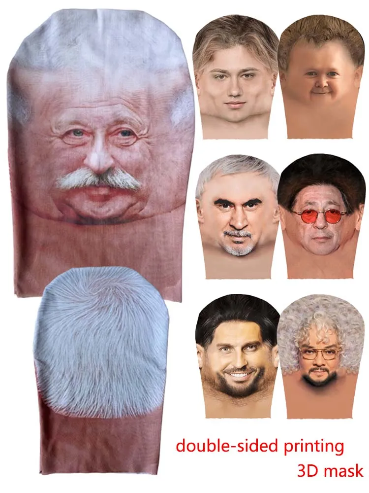 Accessoires de fête Nouveau masque complet 3D impression double face masque en maille élastique cagoule chapeau couvre-chef Halloween pour adulte unisexe