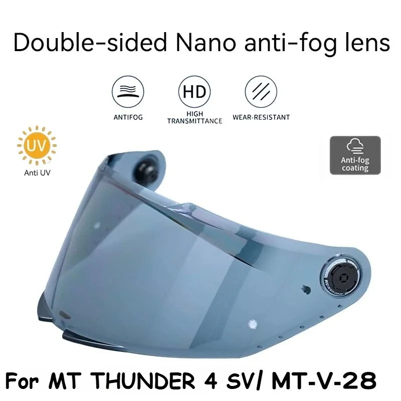 MT THUNDER 4 SV STINGER 2 용 헬멧 겨울 바이저 MT-V-28B 브레이커 SV 오토바이 양면 나노 안개 방지 렌즈 액세서리