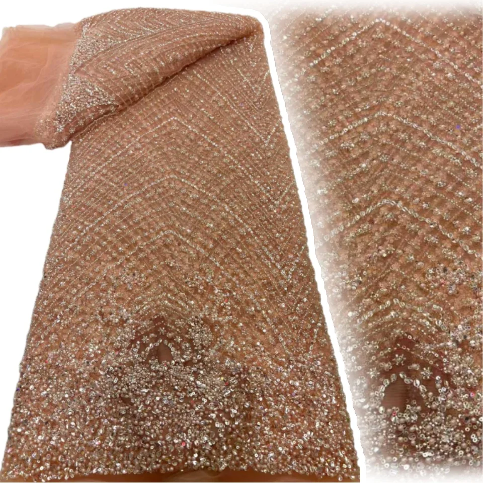 

5 ярдов тюлевой кружевной ткани с бисером для жениха, высококачественная африканская сетчатая кружевная ткань с пайетками 2026 для женских вечерних платьев, шитье, 2233