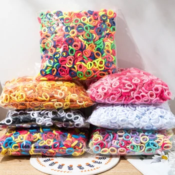 100/300/500Pcs 소녀를위한 헤어 밴드 다채로운 나일론 Scrunchie 헤어 넥타이 고무 밴드 키즈 탄성 리그 키즈 헤어 액세서리