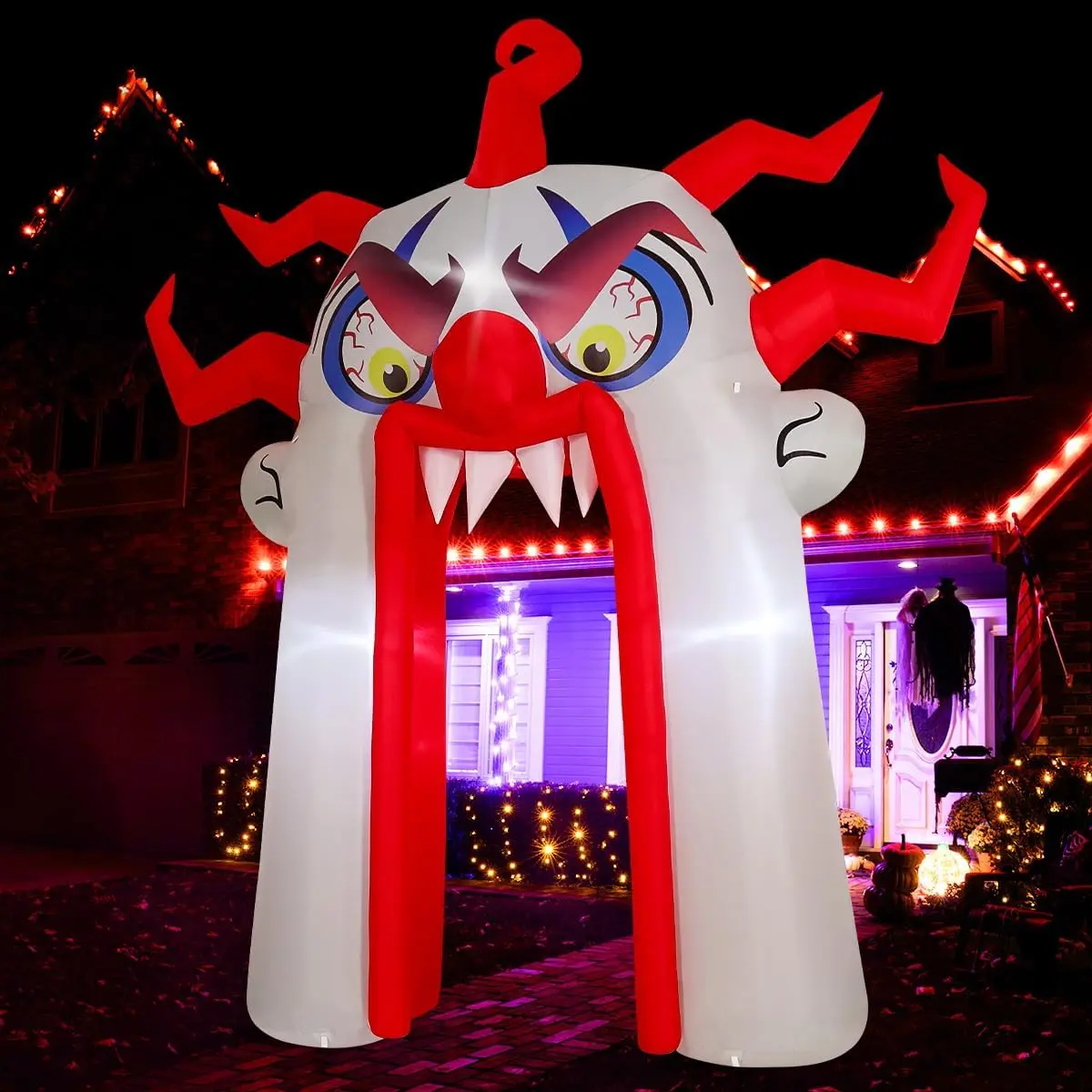 Garden Decorations 12.8 FT Halloween Inflatables Clown Archway Indoor & Outdoor Party Decor Built-in LEDs