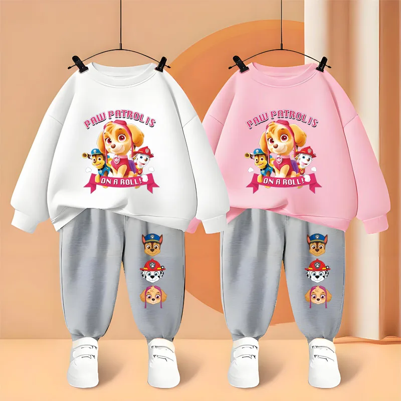 Conjuntos para niños PAW PATROL, ropa estampada para primavera y otoño, sudaderas y pantalones para niñas y niños, conjunto con capucha de moda