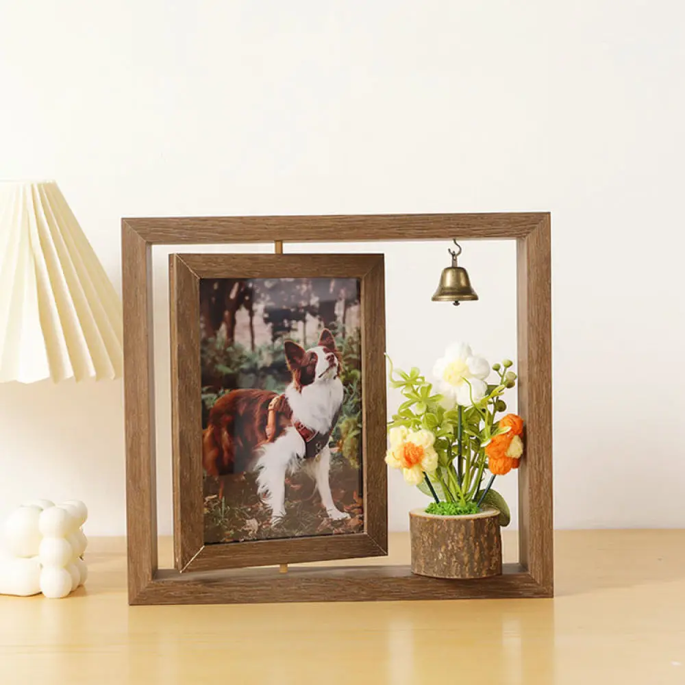 Modern Wooden Pet Memorial Photo Frame For Dog Cat Collar Keepsake Storage Desktop Display Shadow Box Remembrance Decor