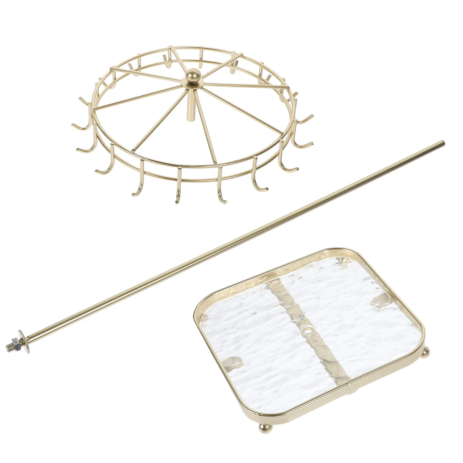 

Rotatable Jewelry Display Stand Iron Art Necklace Bracelet Hanging Rack Desktop Ring Holder Acrylic Base Minimalist Organizer