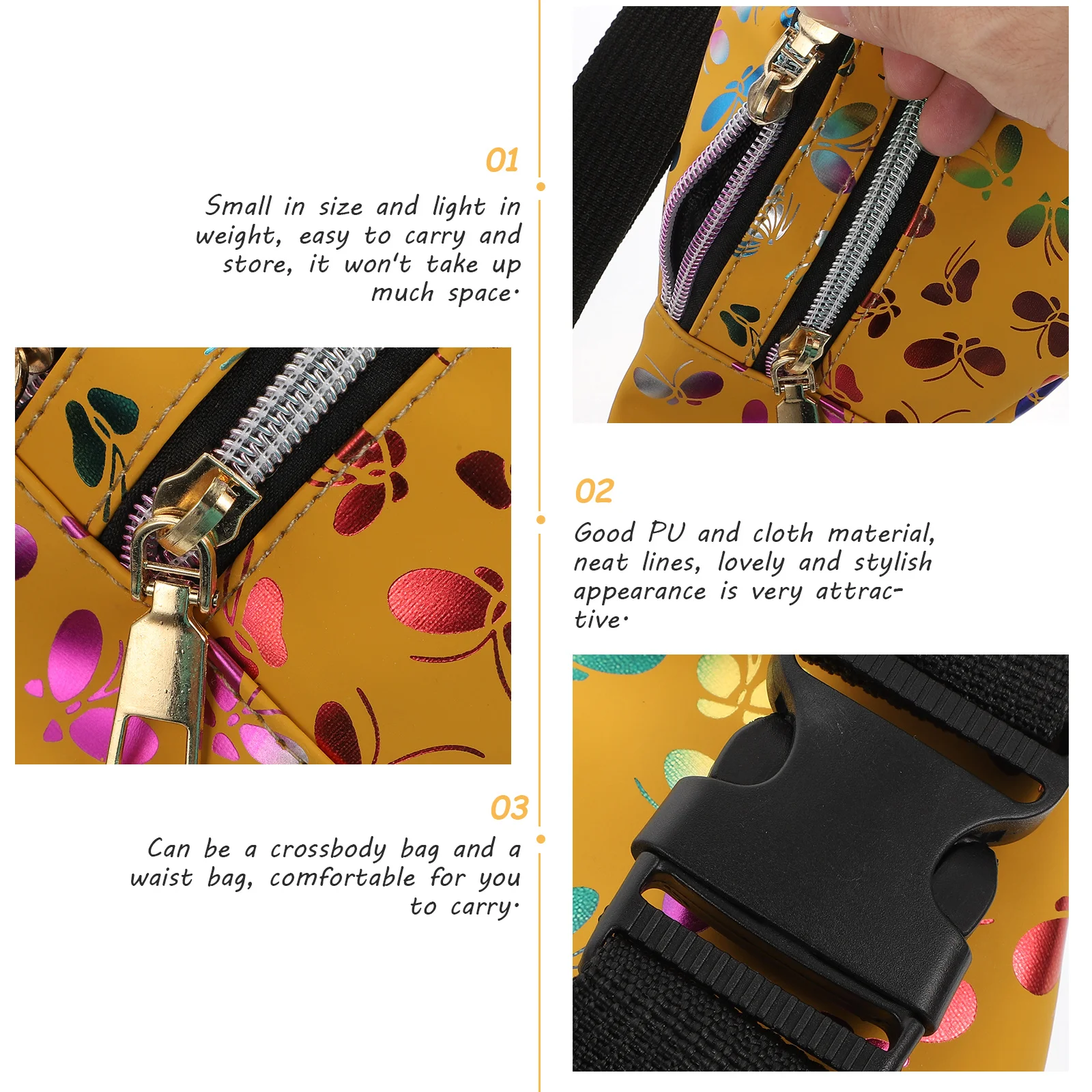 

1Pcs Women Waist Bag Premium PU Cloth Stylish Crossbody Chest Bag Adjustable Strap Lightweight Casual Travel Storage Pouch