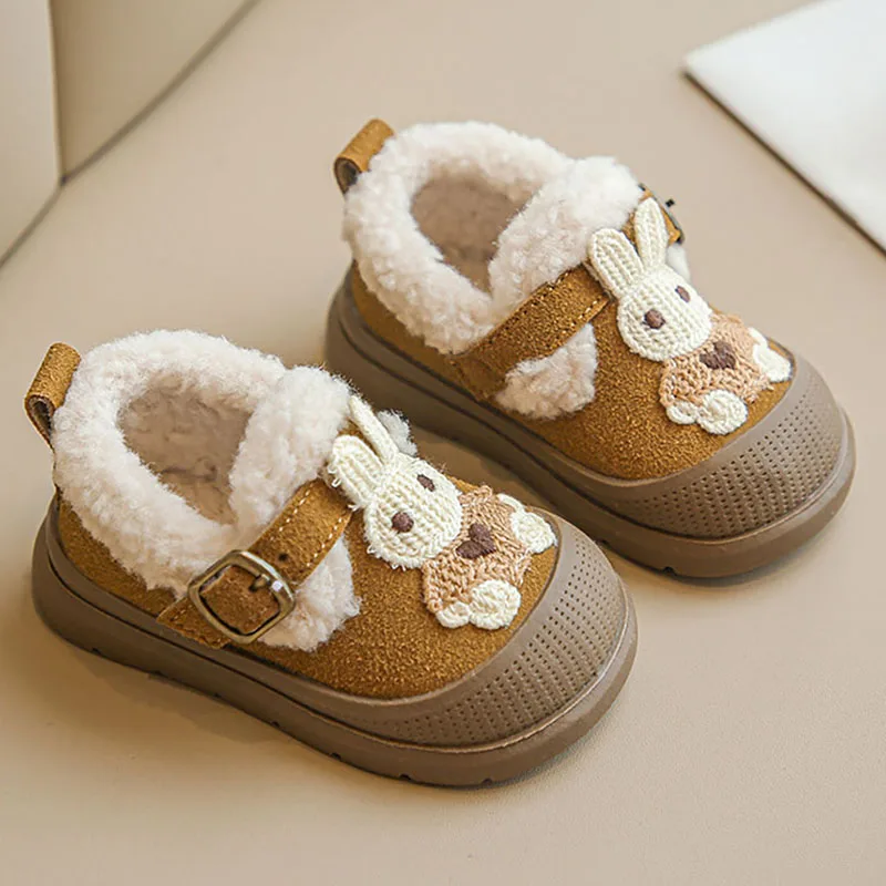 Faux Fur Toddler Snow Boots Cute Cartoon Little Girl's Plush Boots Anti-slippery Ergonomics Infant Girl's Cotton Shoes