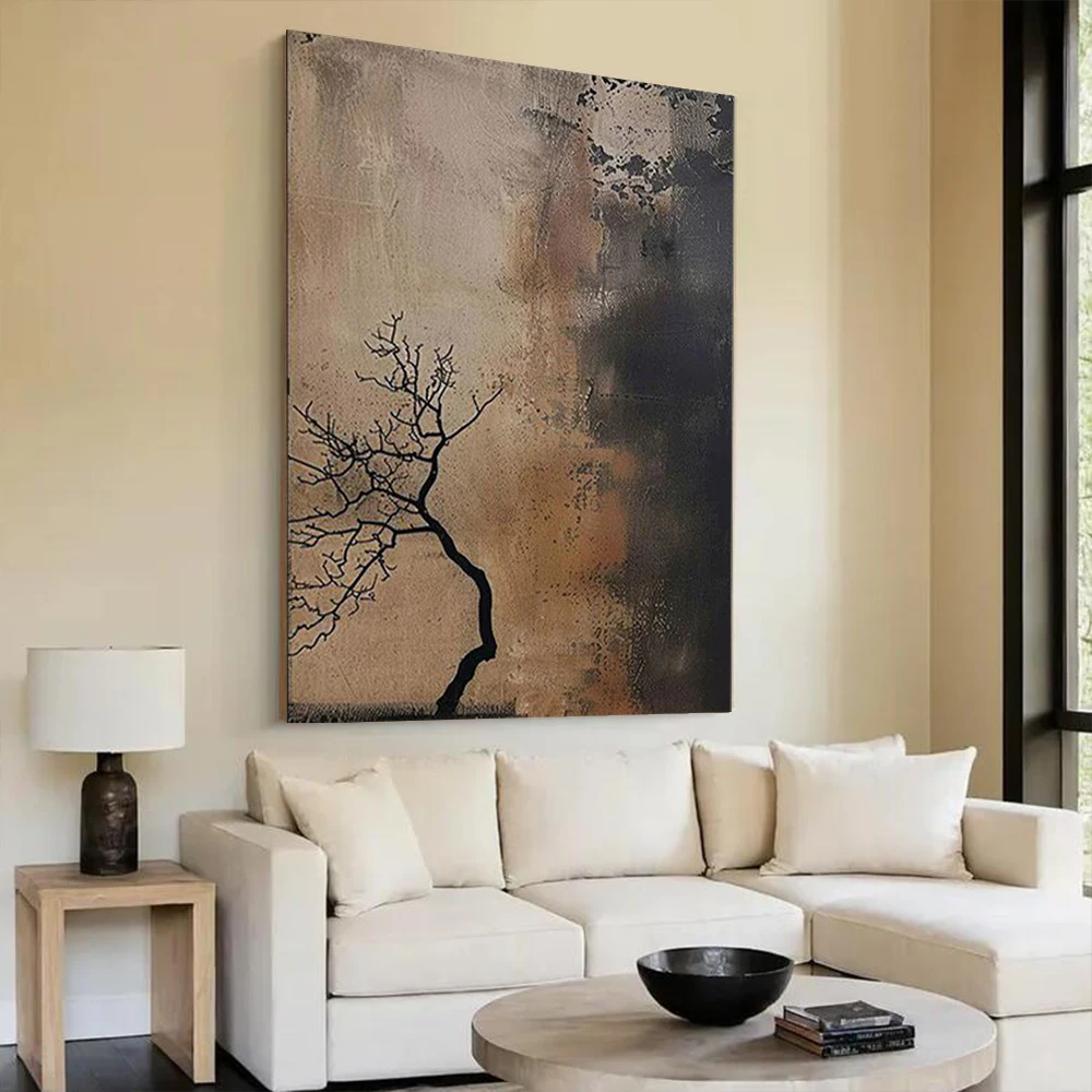

Chinese Style Twig Abstract Oil Painting - 100% Hand-Painted Canvas Mural Wall Art Picture Decor Home Living Room Ins Inspired